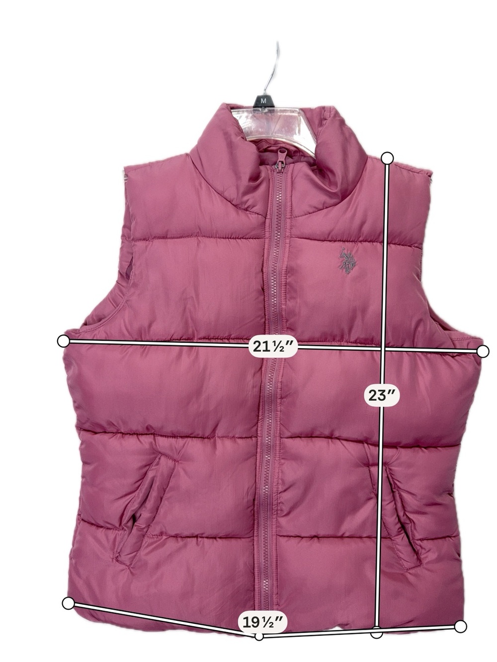 U.S. Polo Assn. Pink Women's Puffer Vest Size Medium Full Zipper Quilted - Picture 5 of 16